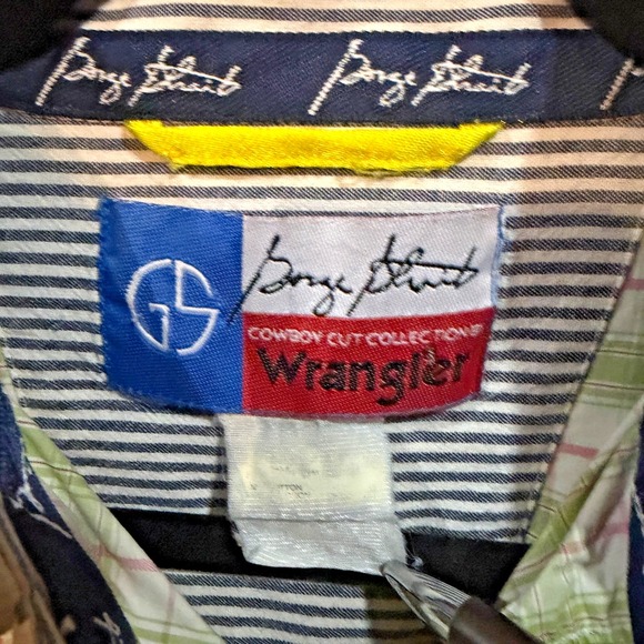 Wrangler George Strait Cowboy Cut Plaid Button Shirt Pearl Snap Western Men's XL - Picture 2 of 7